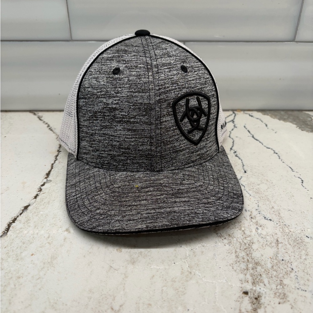 Ariat Gray and White Mesh Back Logo Hat